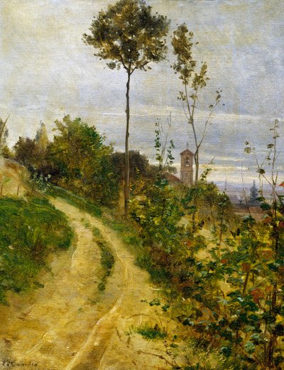 Hill road (olie på lærred) af Edoardo Calandra