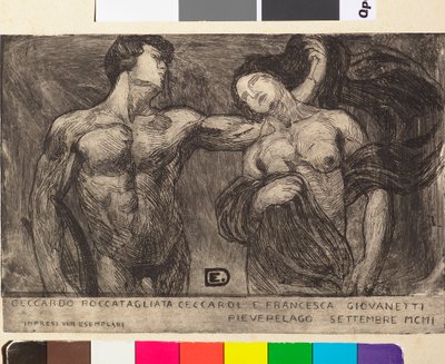 Meddelelse om brylluppet af digteren Ceccardo Roccatagliata Ceccardi med Francesca Giovanetti af Edoardo de Albertis