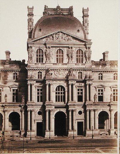 Pavillon Richelieu i Louvre (s/h-billede) af Edouard Denis Baldus