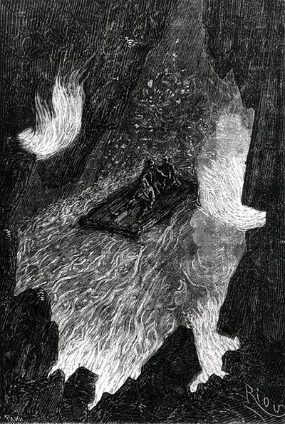 Flåden bølgede på lavabølger, illustration fra 