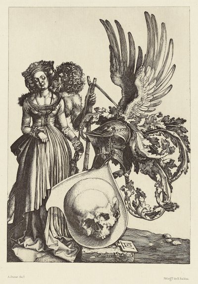 [Våbenskjold med kranium af Albrecht Dürer]. af Édouard Baldus