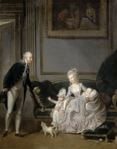 Familien til Louis Philippe Joseph dOrléans 1747-1793 på Palais-Royal, 1776 af Edouard Cibot