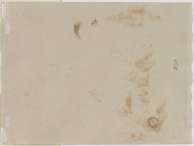 Skitse af en mand med løftet arm og skitse af en hjelm, 1878. af Jean Baptiste Edouard Detaille