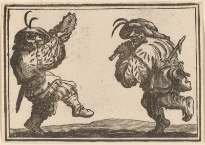 Dansere med fløjte og tamburin af Edouard Eckman after Jacques Callot