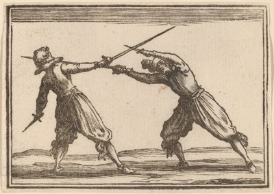 Duel med sværd og dolke af Edouard Eckman after Jacques Callot