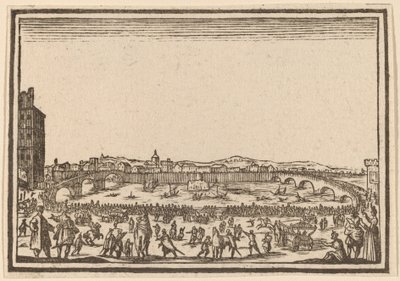 Fyrværkeri på Arno, Firenze af Edouard Eckman after Jacques Callot