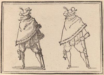 Gentleman svøbt i sin kappe af Edouard Eckman after Jacques Callot