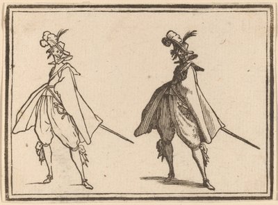 Herre i en stor kappe, set forfra af Edouard Eckman after Jacques Callot