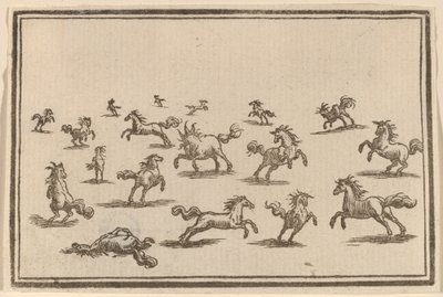 Løbende heste af Edouard Eckman after Jacques Callot