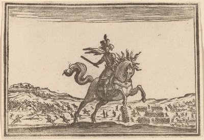 Militærchef til hest af Edouard Eckman after Jacques Callot