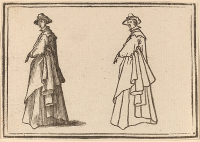 Stående kvinde i en stor frakke af Edouard Eckman after Jacques Callot