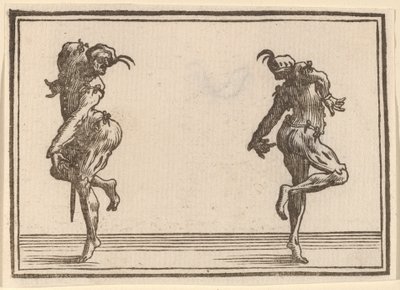 To Pantaloons danser af Edouard Eckman after Jacques Callot