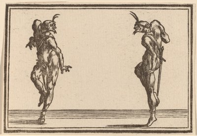 To Pantaloons danser af Edouard Eckman after Jacques Callot