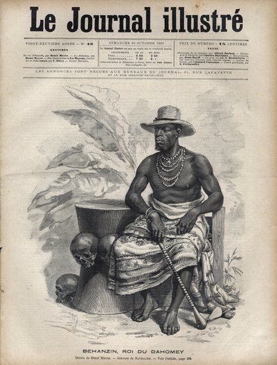 Portræt af Behanzin (1844-1900), konge af Dahomey (Benin) - Indgravering af Navellier i "The Illustrous Diary"" fra 1892 af Edouard Felicien Eugene Navellier