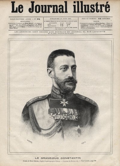 Portræt af storhertug Konstantin Nikolajevitj af Rusland (storhertug Konstantin Nikolajevitj af Rusland eller Konstantin Nikolajevitj Romanov af Edouard Felicien Eugene Navellier