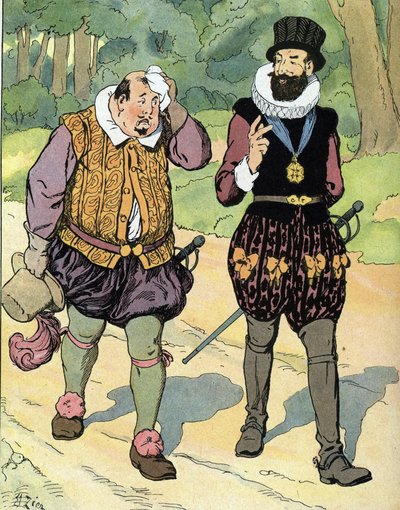 Kong Henrik IV (1553-1610) og Charles II hertug af Mayenne (1554-1611) (konge af Frankrig Henri IV og Karl af Lorraine, hertug af Mayenne) Illustration af Edouard Zier i "" Our-glories-nationales"" 1920 Privat kollektion af Edouard Francois Zier