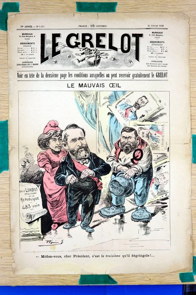 Cover af "" Le Grelot "", satirisk i farver af Edouard Guillaumin Pepin