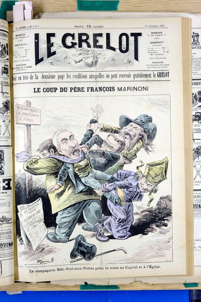 Omslag til "" Le Grelot"", nummer 1170, Satirisk i farver af Edouard Guillaumin Pepin