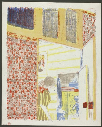 Interiør med lyserødt tapet III, plade syv fra Landskaber og interiører af Édouard Jean Vuillard