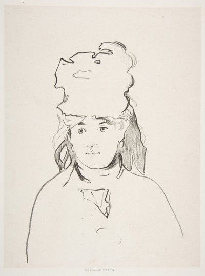 Berthe Morisot i silhuet, 1872-74, udgivet 1884. af Édouard Manet