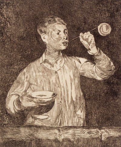 Dreng, der puster sæbebobler af Édouard Manet