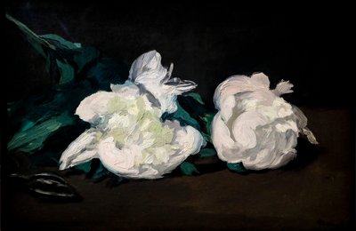 Gren af hvide pæoner og sekatører af Édouard Manet