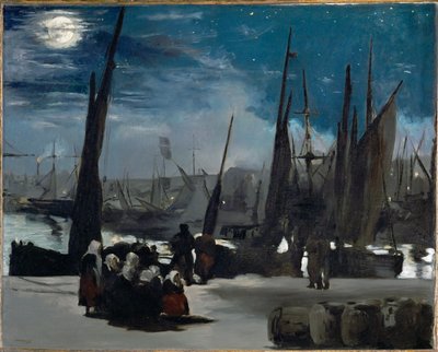 Clair de lune sur le port de Boulogne (olie på lærred) af Edouard Manet