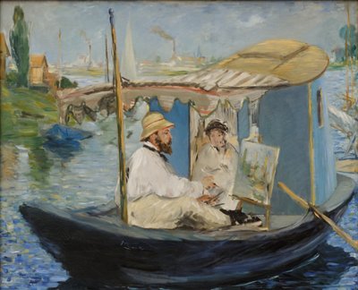 Claude Monet maler i sin atelierbåd af Édouard Manet