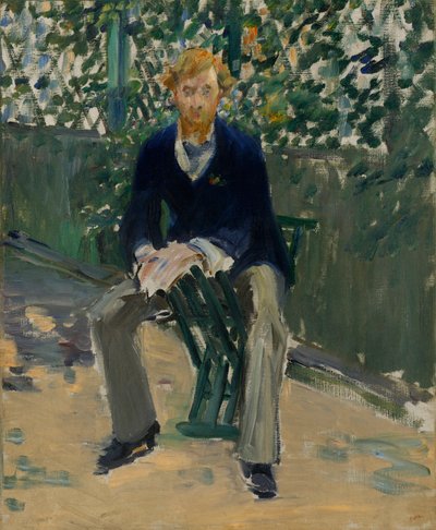 George Moore i kunstnerens have af Édouard Manet