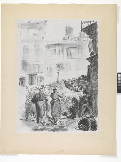 The Barricade (litografi på Chine Colle) af Édouard Manet
