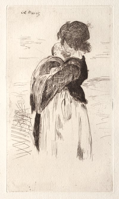 Den lille pige holder en baby af Édouard Manet