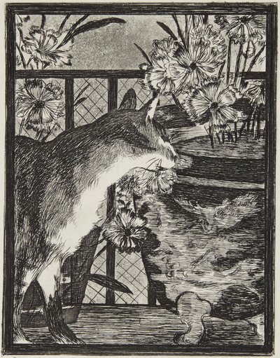 Katten og blomsterne af Édouard Manet