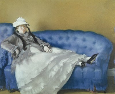 Madame Manet på en blå sofa, 1874 (pastel på papir) af Édouard Manet