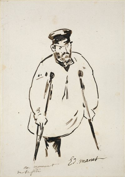 Mand på krykker, c1850-1880 af Édouard Manet