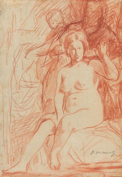 Manet - Studie af en siddende nøgen (La Toilette), 1858-60 af Édouard Manet