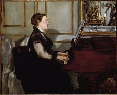 Portræt af Madame Manet (Suzanne Leenhoff) ved klaveret (olie på lærred af Édouard Manet
