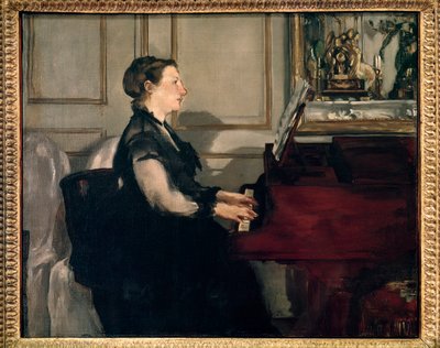 Portræt af Madame Manet på klaveret Maleri af Edouard Manet (1832-1883) af Édouard Manet