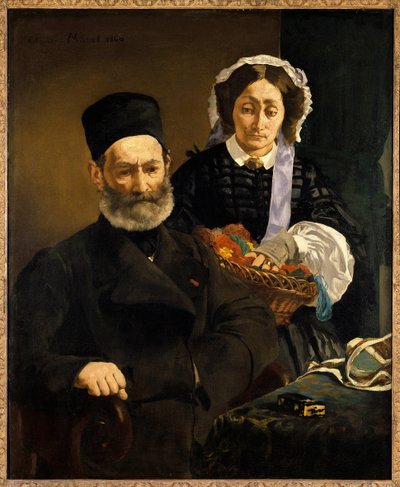 Portrætter af Monsieur og Madame Auguste Manet, forældre til kunstneren Maleri af Edouard Manet (1832-1883) 1860 Søn. 1,1x0,9 m Paris, musee d