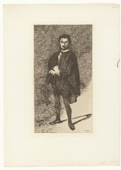 Portret af skuespilleren Philibert Rouvière i rollen som Hamlet Rouvière som Hamlet Den tragiske skuespiller af Édouard Manet