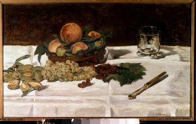 Stilleben, frugter på et bord Maleri af Edouard Manet (1832-1883) 1864 Søn. 0,45x0,73 m Paris, musee d