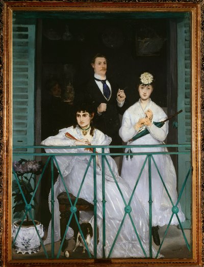 Balkonen (portrætter af Berthe Morisot, Fanny Claus, Antoine Guillemet og Leon Leenhoff) - olie på lærred af Édouard Manet
