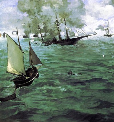 Slaget om Kearsarge og Alabama af Édouard Manet