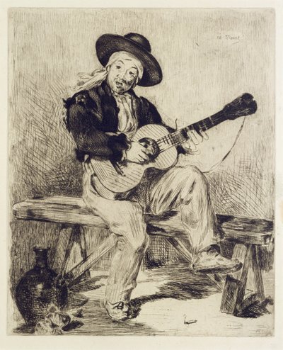 Guitaristen (ætsning) af Édouard Manet
