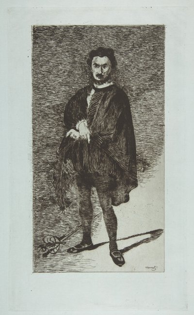 Den tragiske skuespiller: Rouvière i rollen som Hamlet, 1865-66. af Édouard Manet