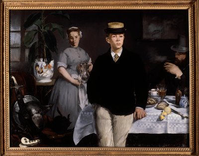 Morgenmaden i værkstedet Maleri af Edouard Manet (1832-1883) 1868 Søn. 1,18x1,54 m München, Neue Pinakothek - Morgenmad i studiet. Maleri af Edouard Manet (1832-1883) af Édouard Manet