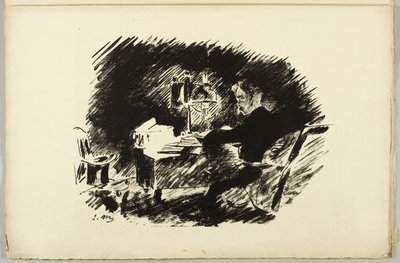 Under lampen ("Once upon a midnight dreary..."), fra The Raven (Le Corbeau) af Édouard Manet
