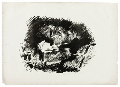 Under lampen ("Once upon a midnight dreary..."), fra Ravnen (Le Corbeau) af Édouard Manet