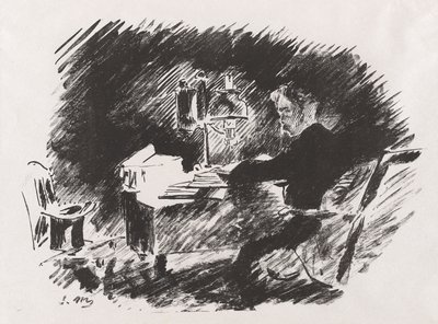 Under lampen, fra Stéphane Mallarmés oversættelse af Edgar Allan Poes Ravnen af Édouard Manet