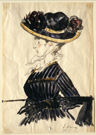 Kvinde med stor hat af Édouard Manet