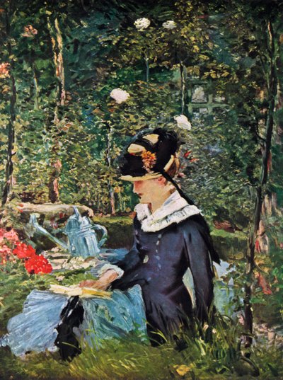 Ung pige på tærsklen til haven ved Bellevue, 1880. af Édouard Manet